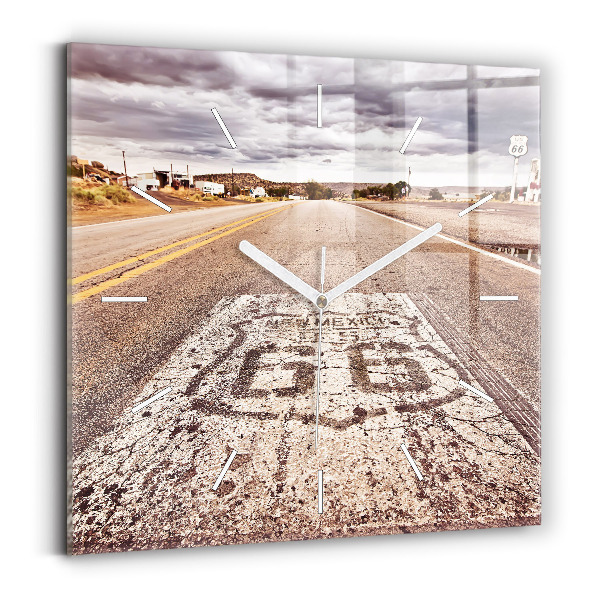 Ceas perete din sticlă pătrat Route 66 SUA