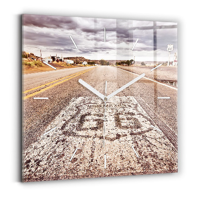 Ceas perete din sticlă pătrat Route 66 SUA
