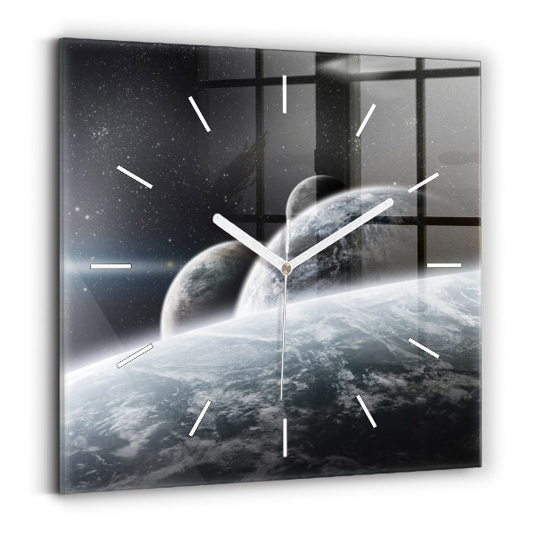 Ceas din sticlă pătrat Spațiul și planetele