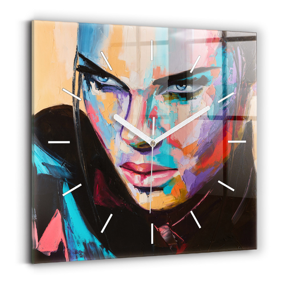 Ceas perete din sticlă pătrat Portretul unei femei
