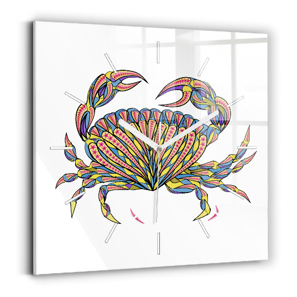Ceas de sticlă pe perete pătrat Crab etnic