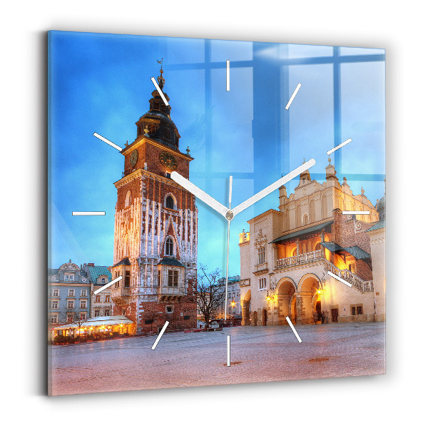 Ceas de sticlă pe perete pătrat Piața principală din Cracovia