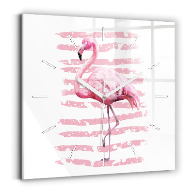 Ceas de sticlă pe perete pătrat Grafica Flamingo