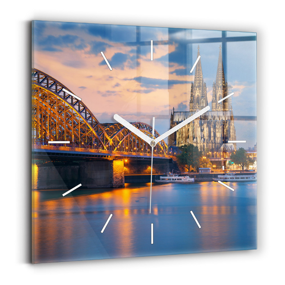 Ceas perete din sticlă pătrat Vedere la primărie