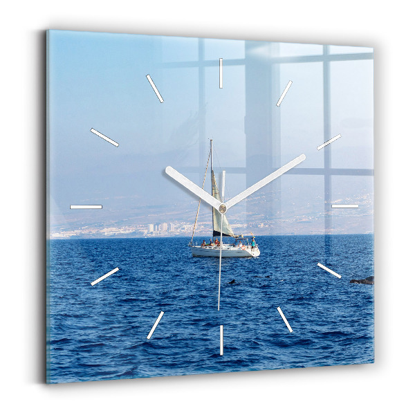 Ceas perete din sticlă pătrat Yacht în Tenerife