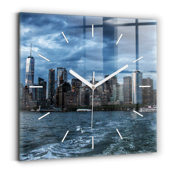 Ceas din sticlă pătrat Panorama New York-ului