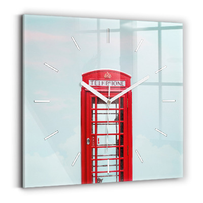 Ceas de sticlă pe perete pătrat cabina telefonica