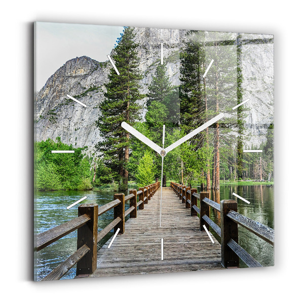 Ceas din sticlă pătrat Pod de lemn Yosemite