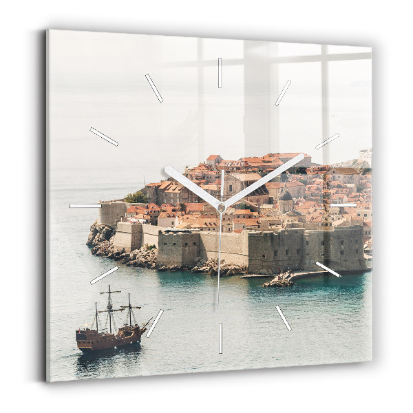 Ceas din sticlă pătrat Nava cu pânze în Dubrovnik