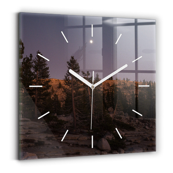 Ceas perete din sticlă pătrat Drumul stâncos al lui Yosemite