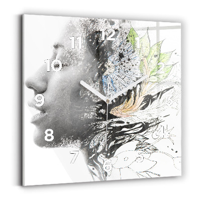 Ceas din sticlă pătrat Femeia se confruntă cu abstracția