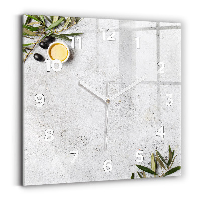 Ceas perete din sticlă pătrat Măsline minimaliste