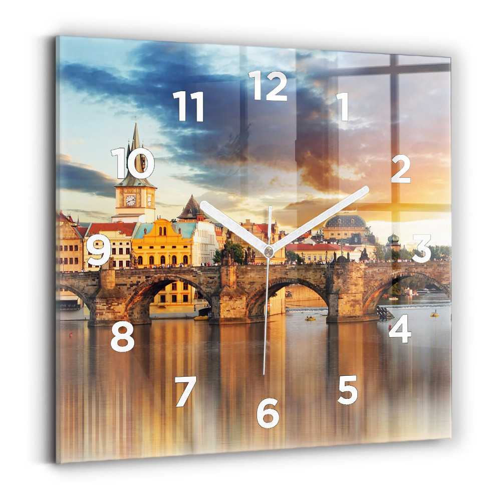Ceas din sticlă pătrat Panoramă peste râu