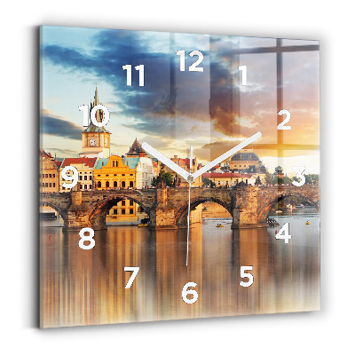 Ceas din sticlă pătrat Panoramă peste râu