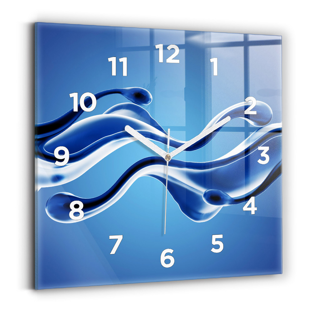 Ceas din sticlă pătrat Abstracție lichidă