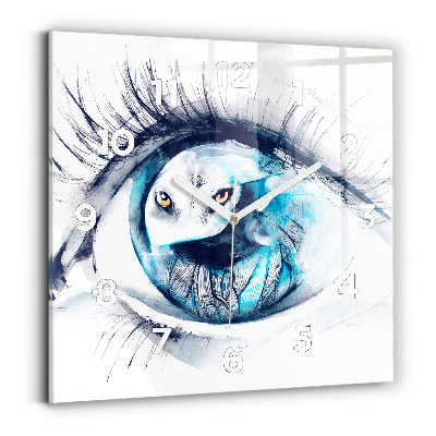 Ceas de sticlă pe perete pătrat Ilustrație cu privirea lupului