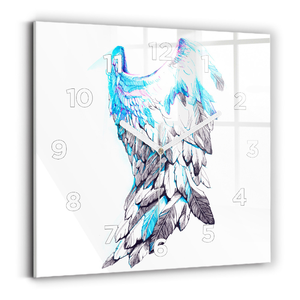 Ceas pătrat de perete din sticlă Imitație de aripi de pasăre