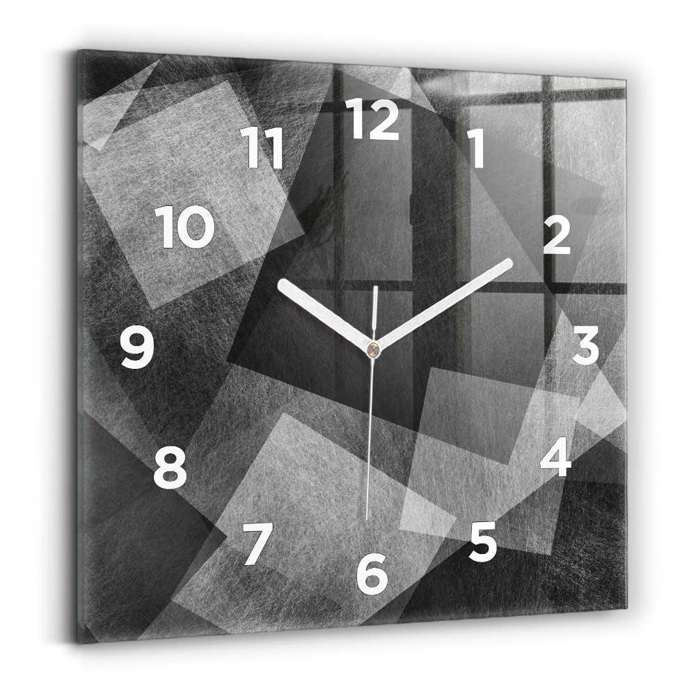 Ceas perete din sticlă pătrat Abstracția geometrică