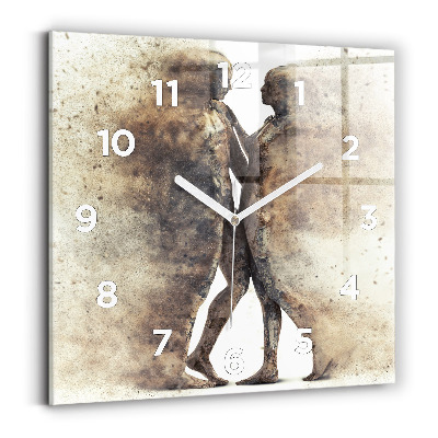 Ceas de sticlă pe perete pătrat Oameni abstracti nisip