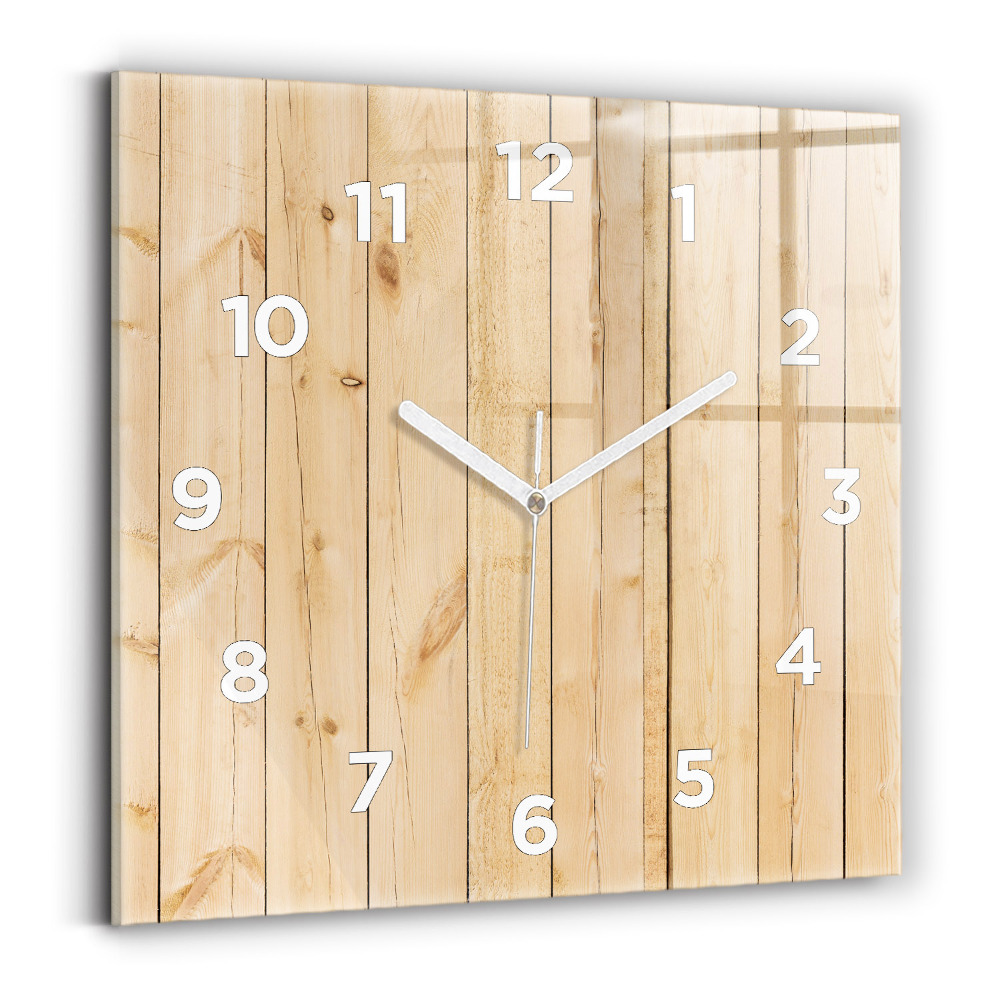Ceas perete din sticlă pătrat Scanduri de lemn