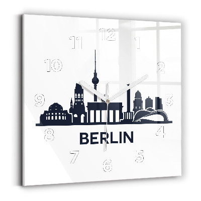 Ceas de sticlă pe perete pătrat Ilustrația orașului Berlin
