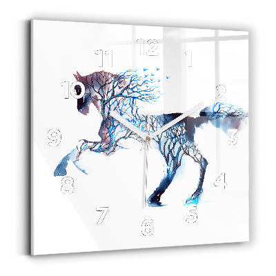 Ceas pătrat de perete din sticlă Natura animalului