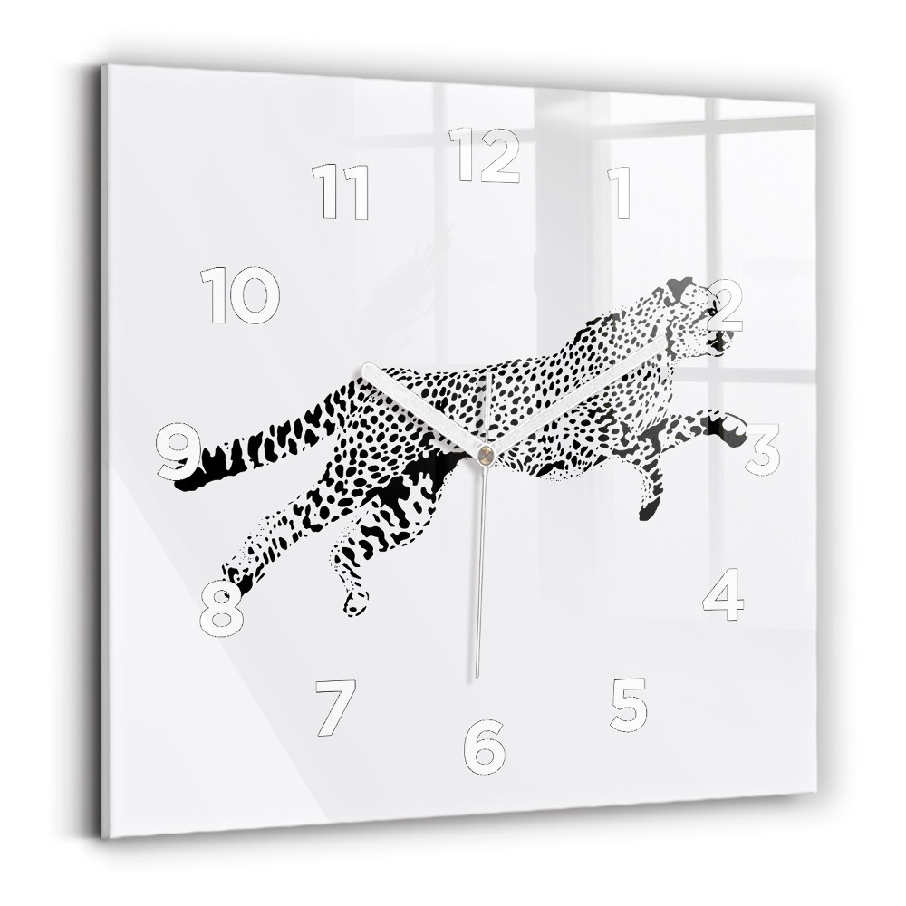 Ceas din sticlă pătrat Siluetă pantera