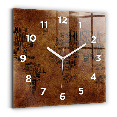 Ceas din sticlă pătrat Hartă și nume de țară