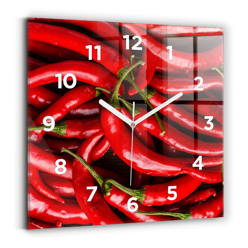 Ceas de sticlă pe perete pătrat Ardei iuti