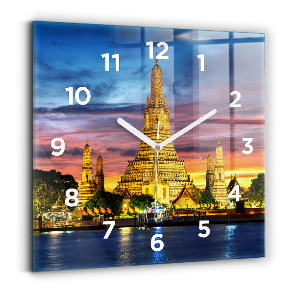 Ceas de sticlă pe perete pătrat Templul din Bangkok