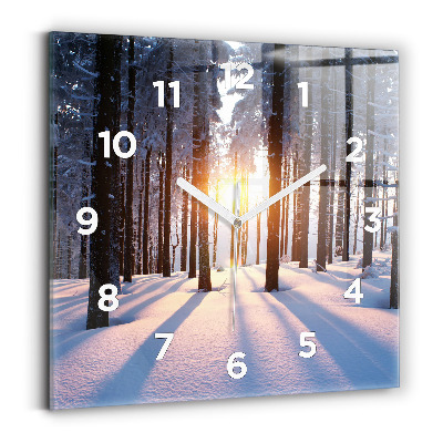 Ceas perete din sticlă pătrat Apus de soare din pădure