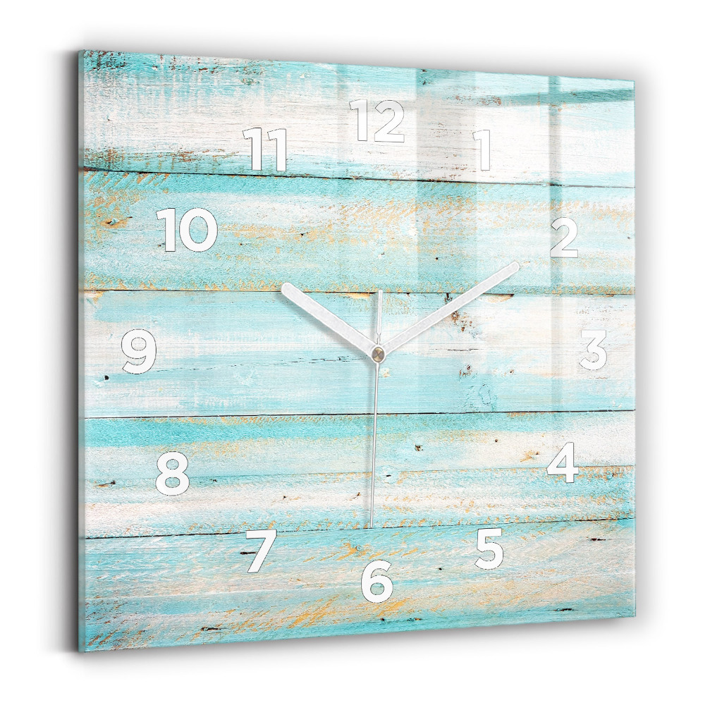 Ceas de sticlă pe perete pătrat Placi albastre
