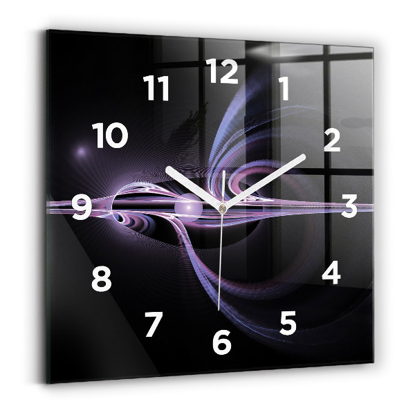 Ceas pătrat de perete din sticlă Abstracție violet