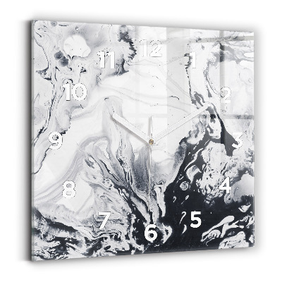 Ceas pătrat de perete din sticlă Marmură cu cerneală abstractă