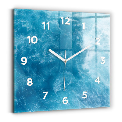 Ceas de sticlă pe perete pătrat Apa de mare