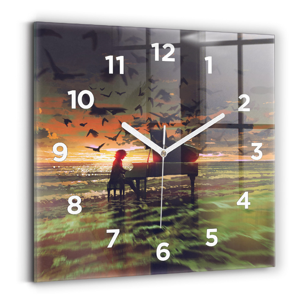 Ceas din sticlă pătrat Concert pe plajă