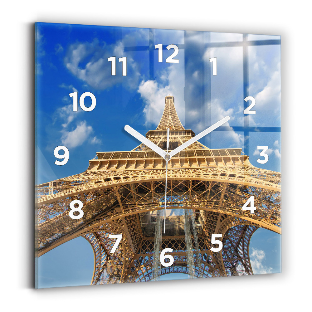Ceas pătrat de perete din sticlă Turnul Eiffel din Franța