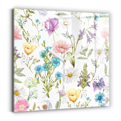 Ceas din sticlă pătrat Aranjament floral