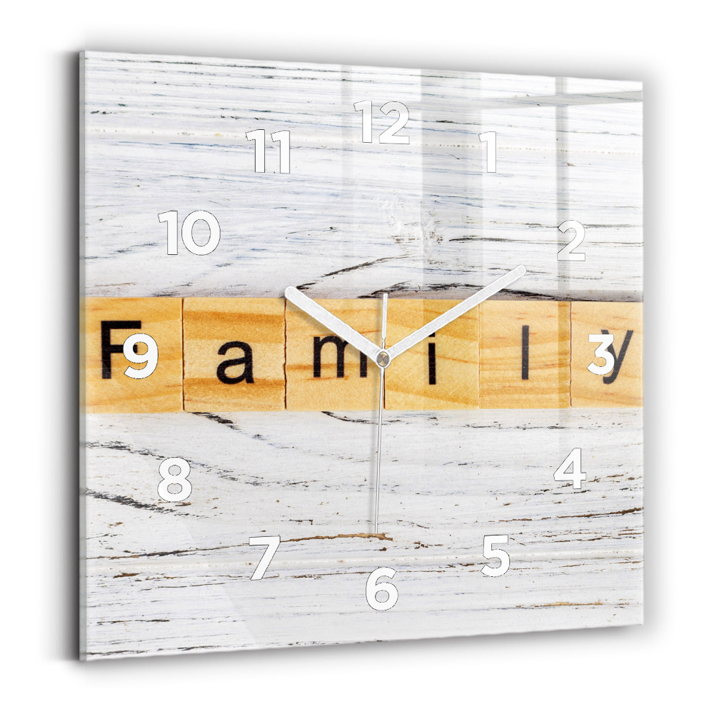 Ceas de sticlă pe perete pătrat Familie