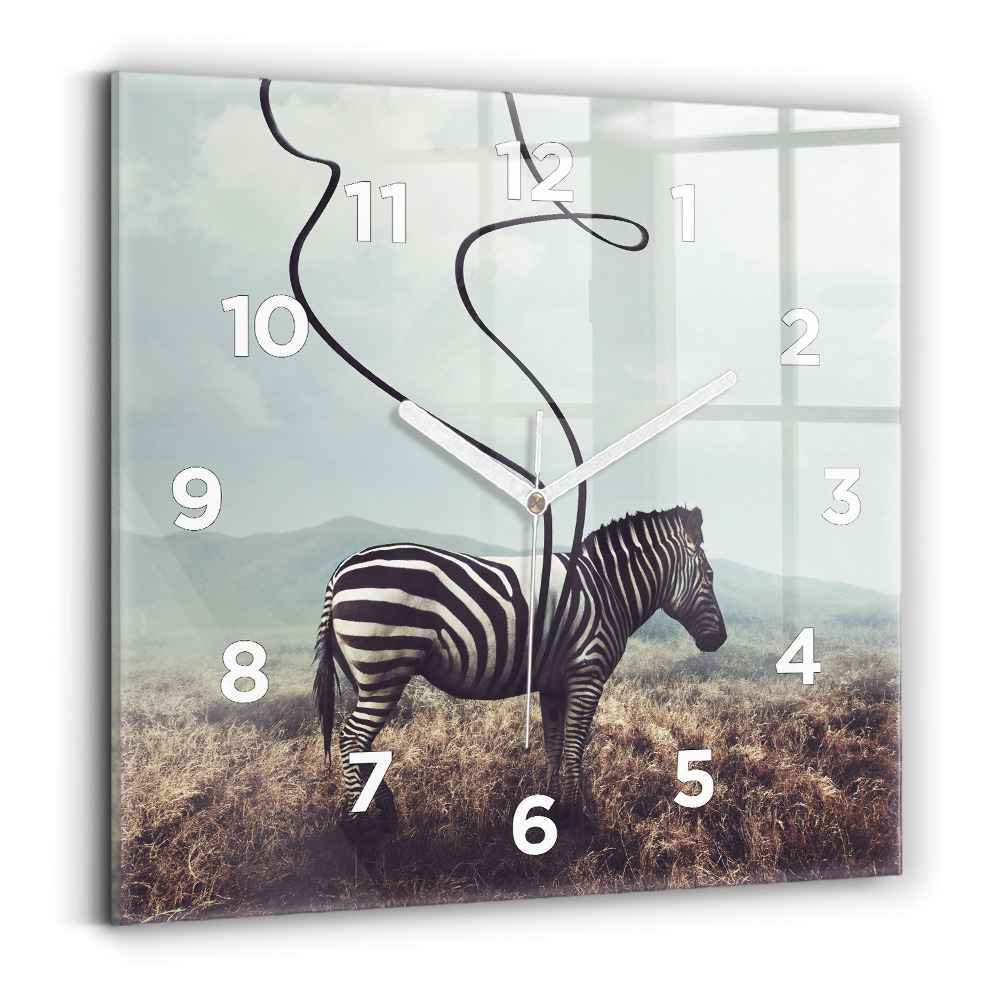 Ceas din sticlă pătrat Zebra – Abstracție