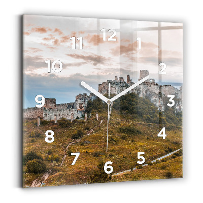 Ceas pătrat de perete din sticlă Castelul Spiš din Slovacia