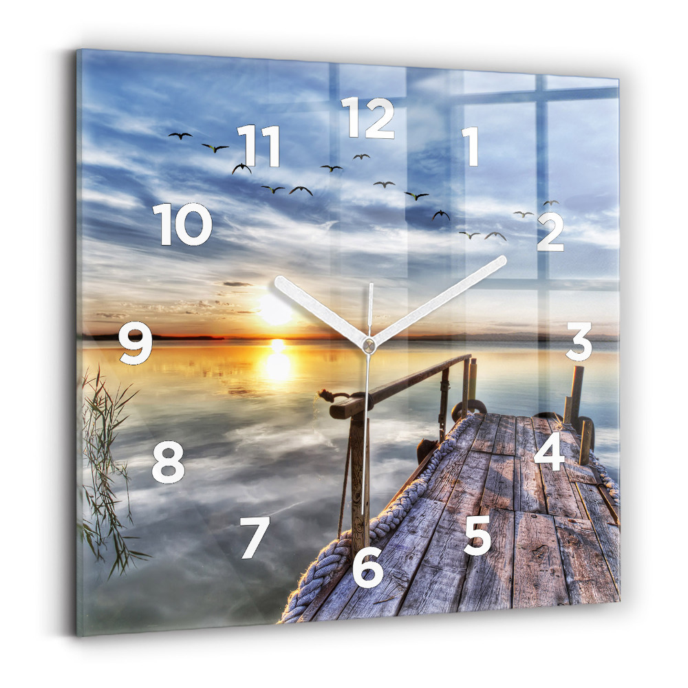 Ceas din sticlă pătrat Lacul Apus de soare