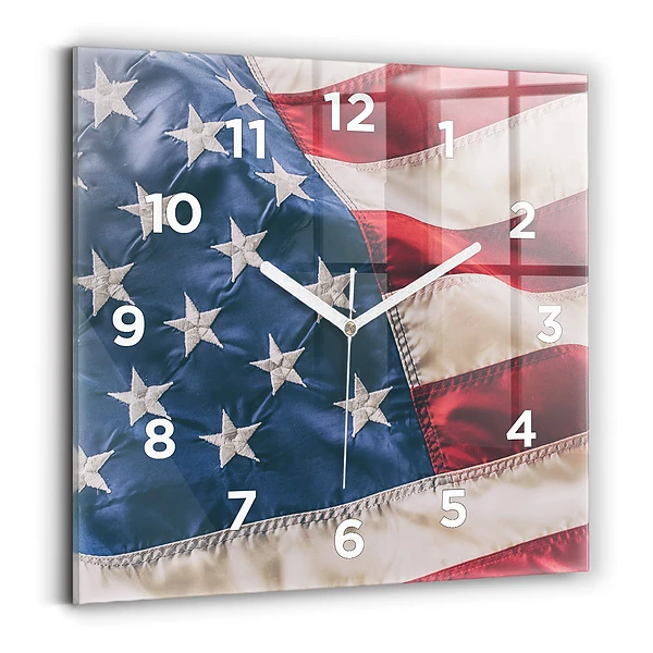 Ceas de sticlă pe perete pătrat steagul american