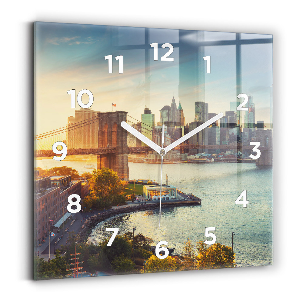 Ceas perete din sticlă pătrat New York Manhattan