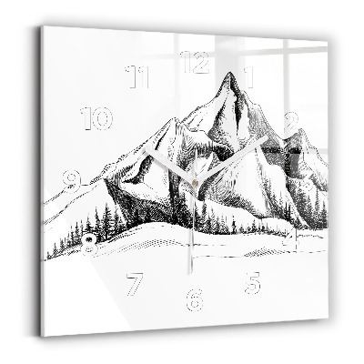 Ceas din sticlă pătrat Munți desenați
