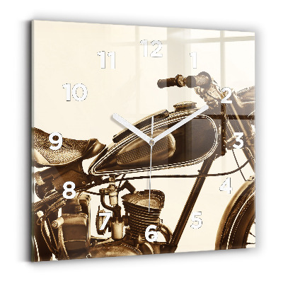 Ceas din sticlă pătrat Motocicletă vintage sepia