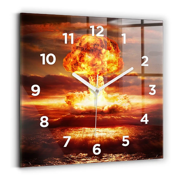 Ceas de sticlă pe perete pătrat Explozia unei bombe atomice