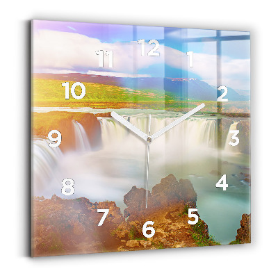 Ceas pătrat de perete din sticlă Godafoss în Islanda