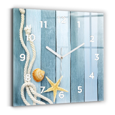 Ceas perete din sticlă pătrat Scânduri în dungi și un papion