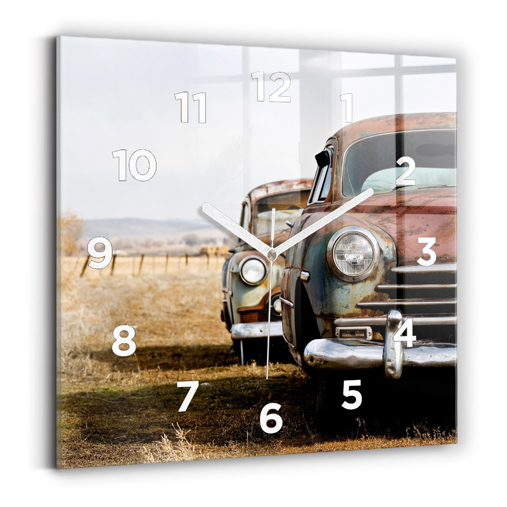 Ceas din sticlă pătrat Mașini vechi